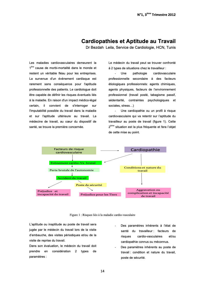 Couverture Cardiopathies et Aptitude au Travail